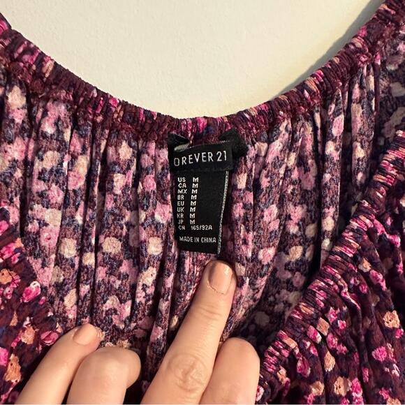 Forever 21 Purple Floral Swing Mini Dress Medium - Picture 5 of 8